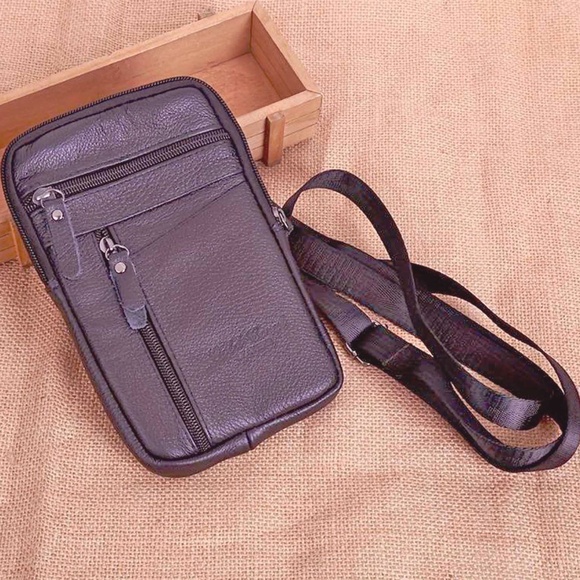 Leather Phone Bag Coffee Dk Brown - Picture 1 of 10